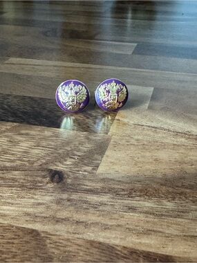 Skultuna Enamel & Gold Plated Brass Cufflinks (Double Eagle in Palatine Purple)